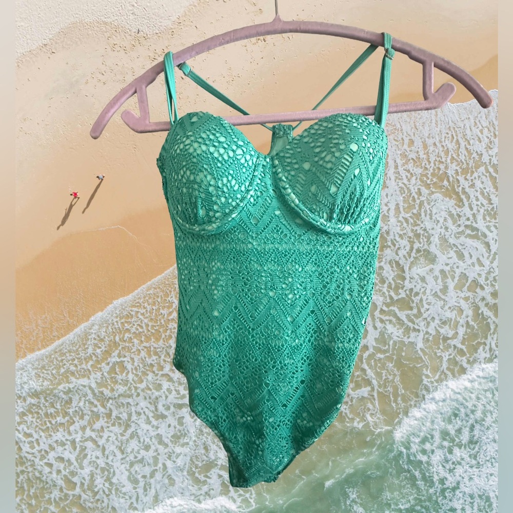 Tinibikini Jade Lace Cutout One-Piece Swimsuit XS New With Tags